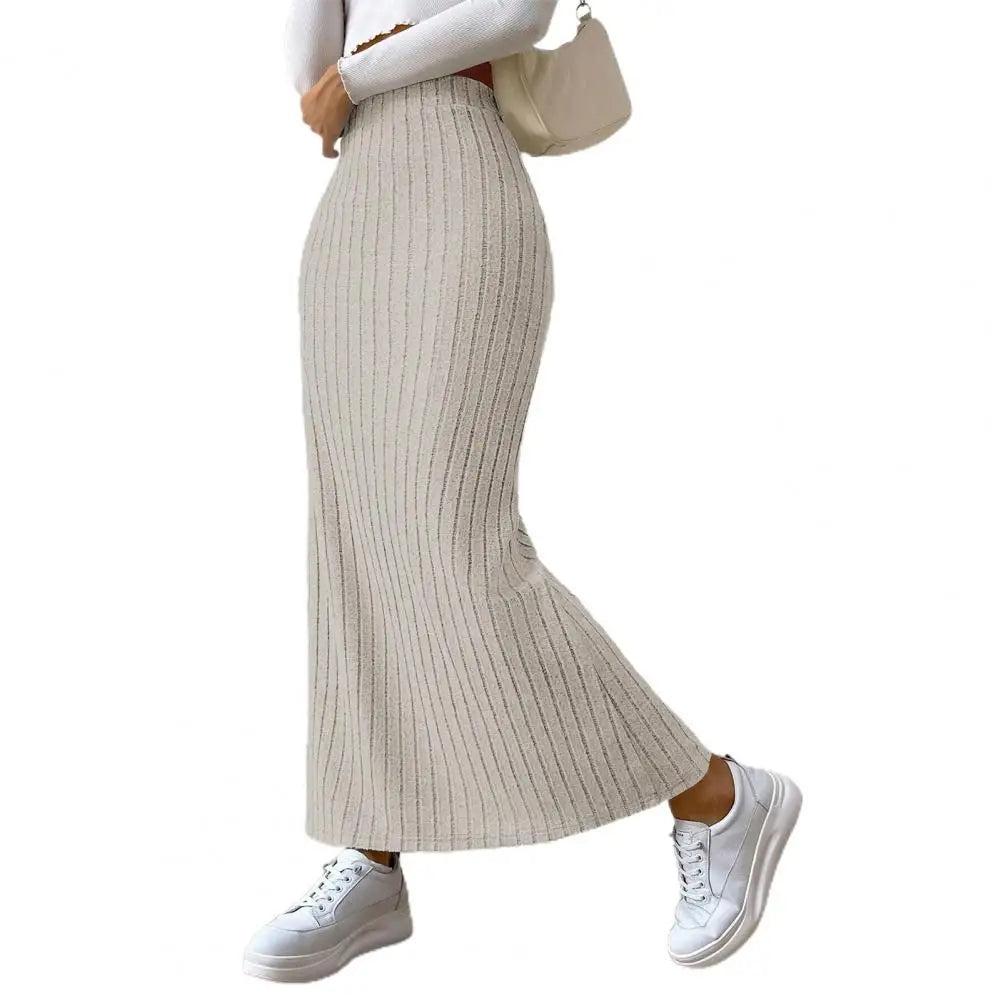 Knitted High Waist Maxi Skirt