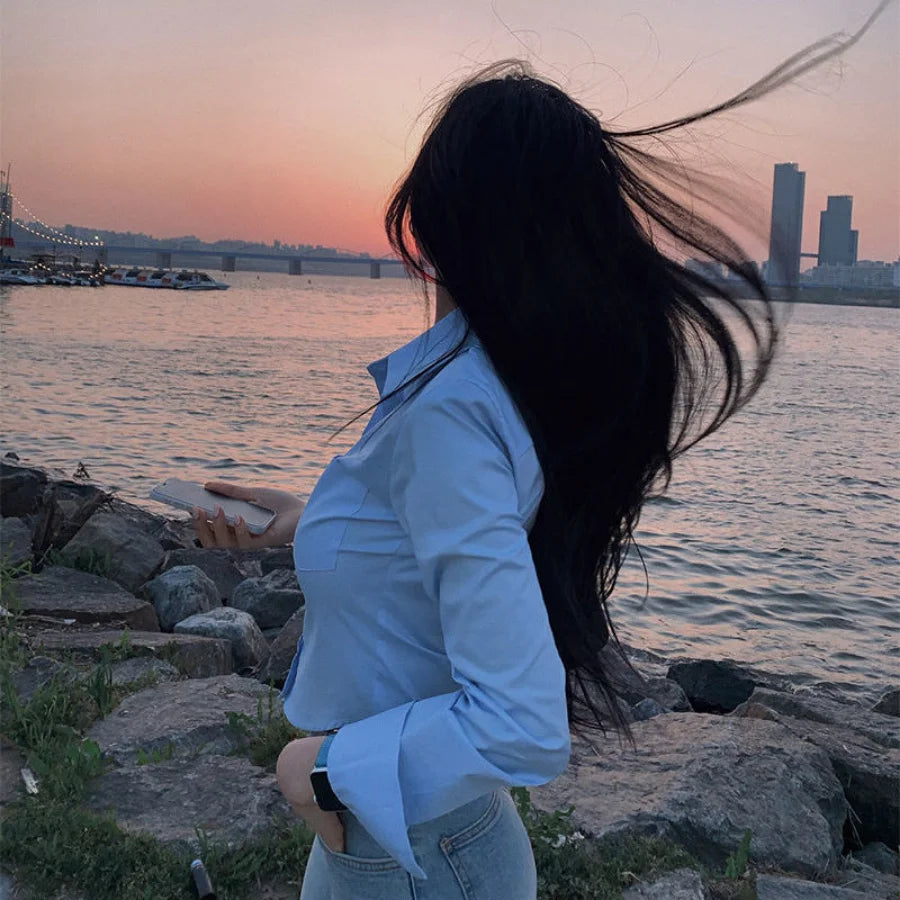 Silk Korean Style Satin Blouse Women