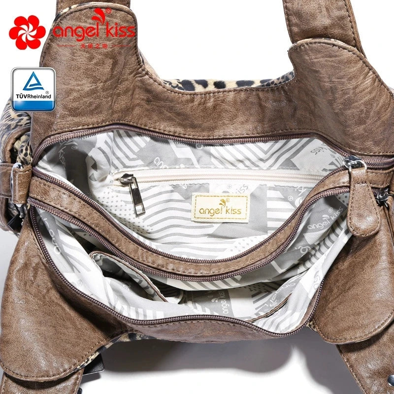 Leopard Print Top Handle Handbag