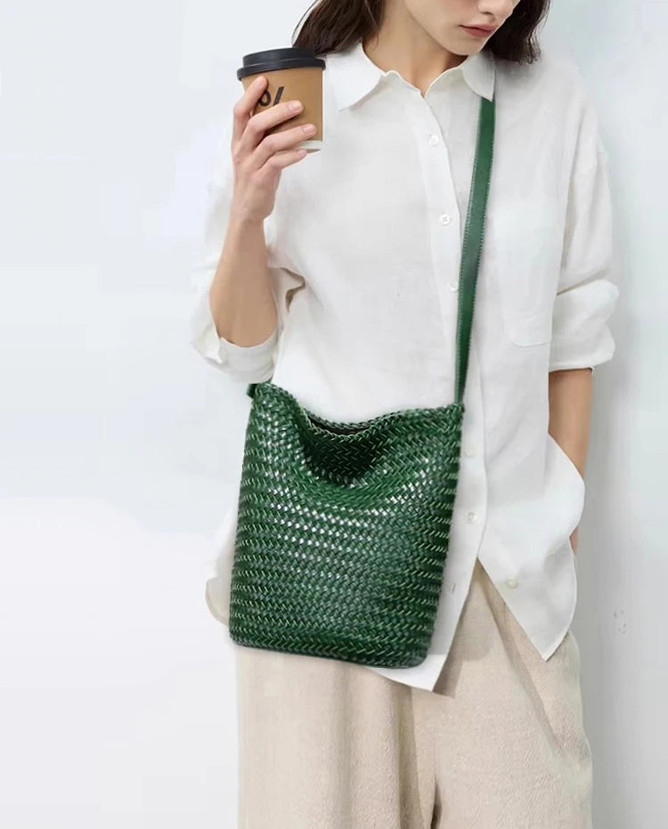 Handwoven Genuine Leather Tote Bag