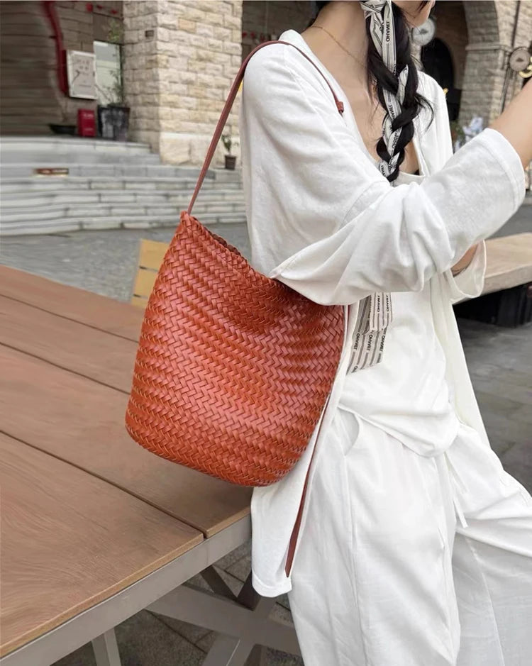 Handwoven Genuine Leather Tote Bag