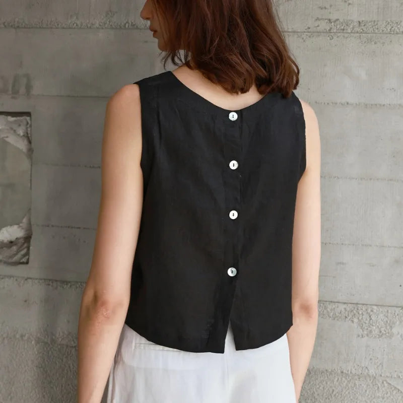 Linen Front Back Two-Way Tank Top