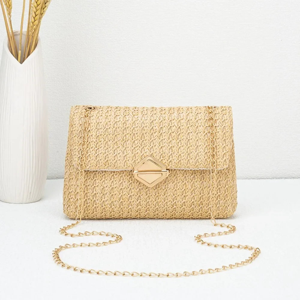 Handmade Straw Woven Crossbody Bag