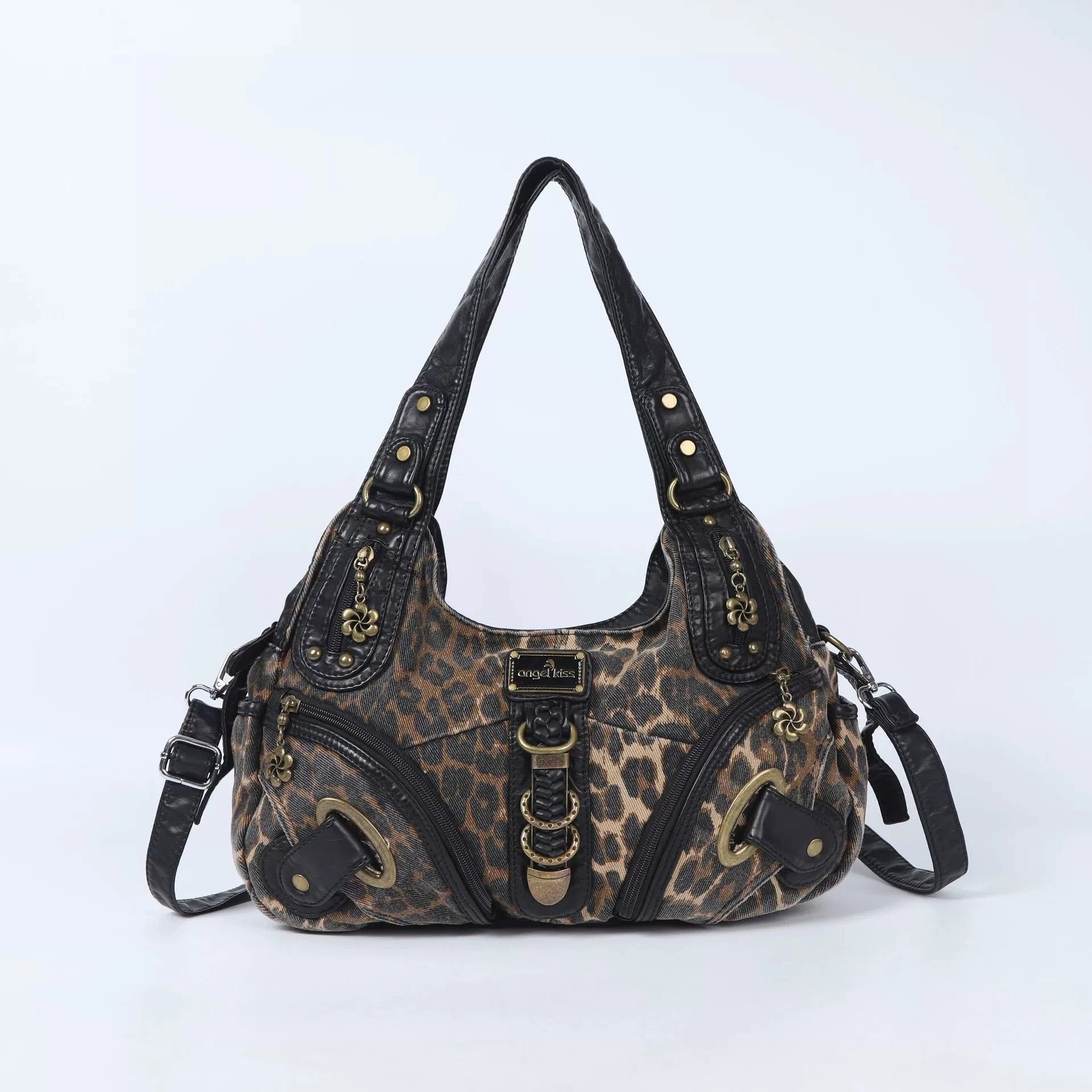 Leopard Print Top Handle Handbag