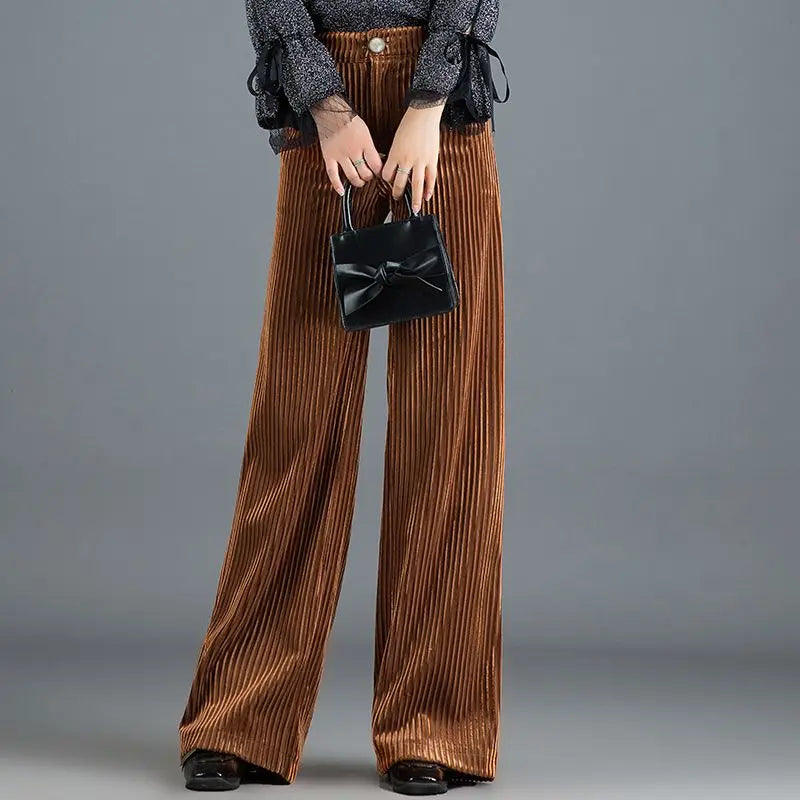 Velvet High Waist Wide Leg Pants