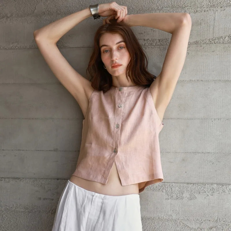 Linen Front Back Two-Way Tank Top