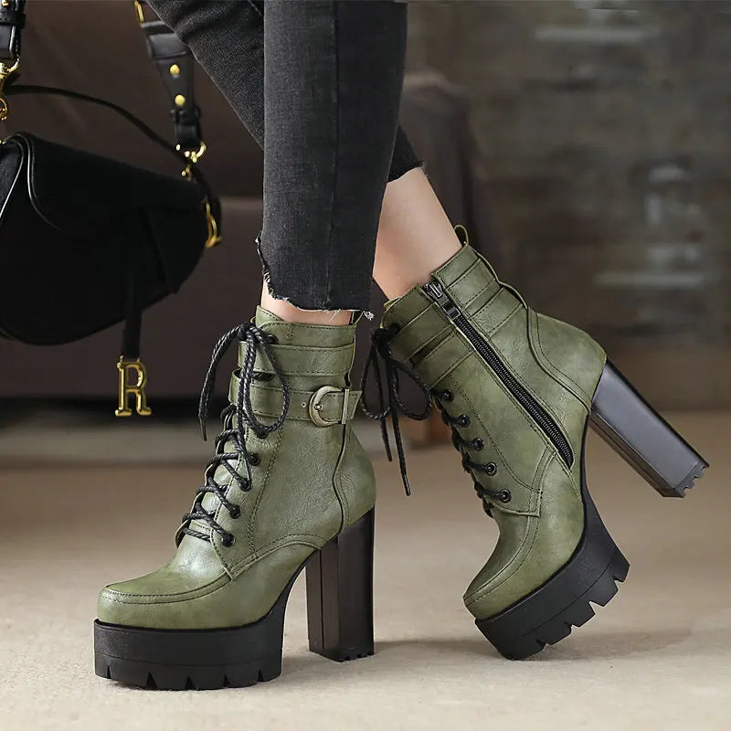 Waterproof Thick Heel Platform Boots