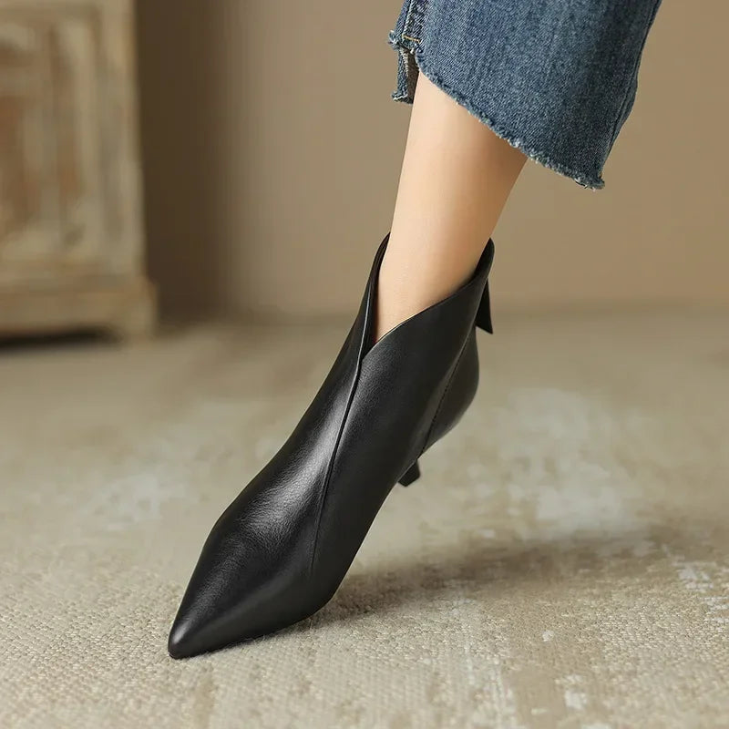 Pointed Toe Zipper Ankle Boots