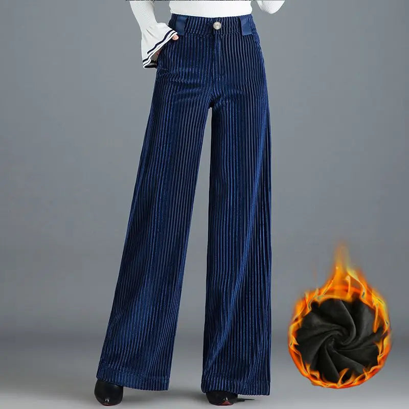 Velvet High Waist Wide Leg Pants