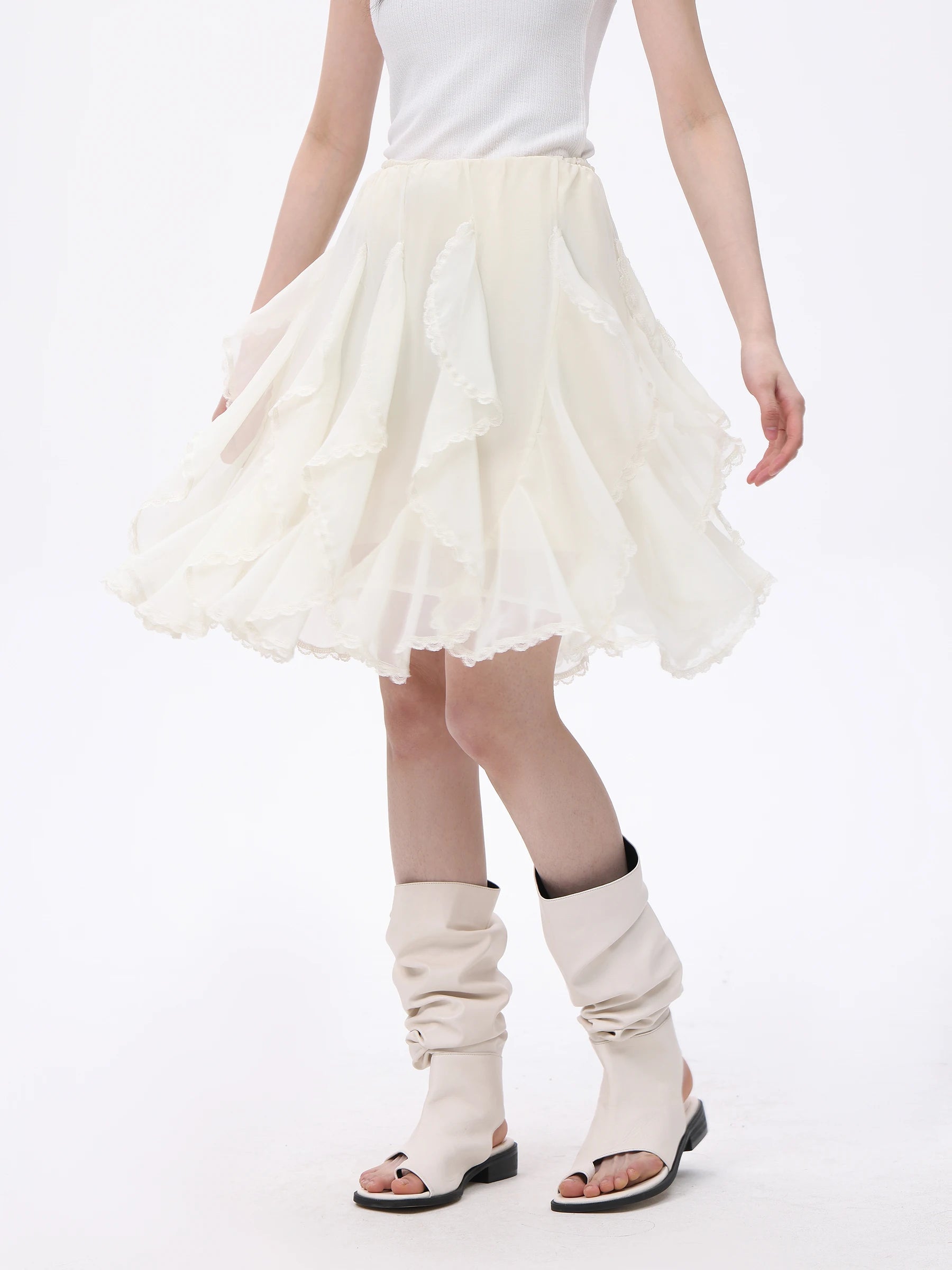Pleated Mini Ruffle Designer Skirt