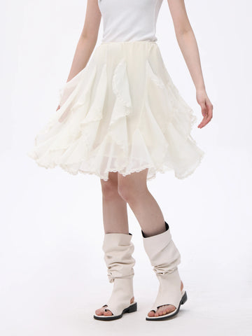 Pleated Mini Ruffle Designer Skirt