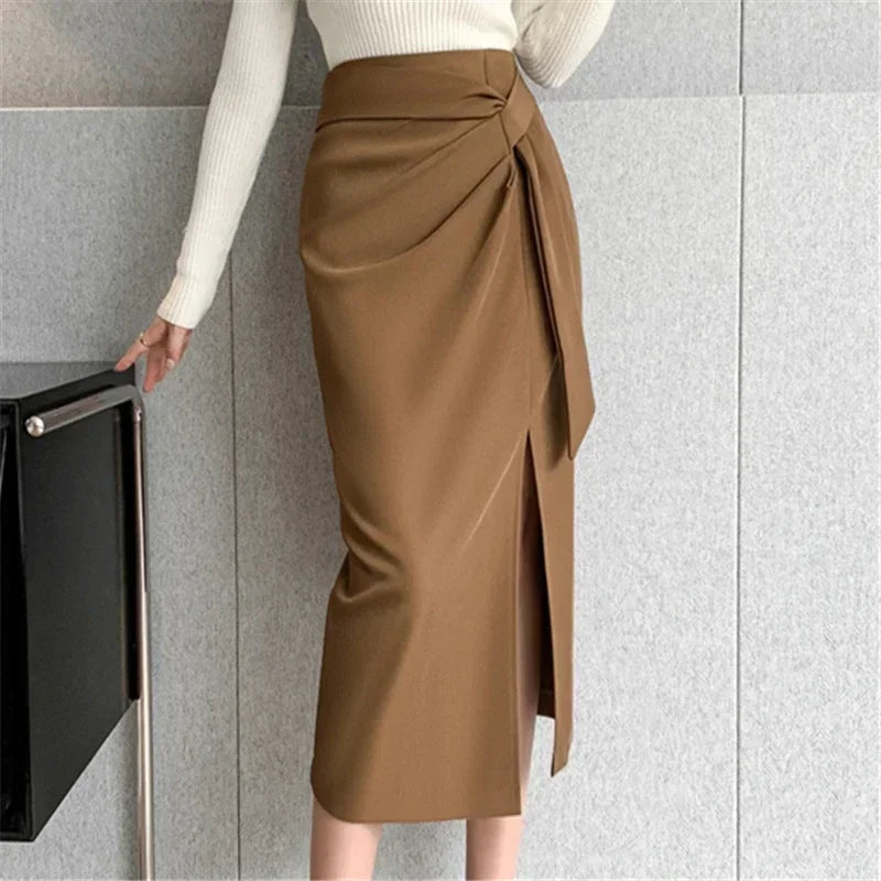 High Waist Mid-Length Pencil Skirt