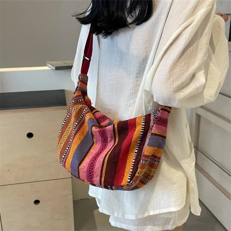 Tribal Stripe Foldable Crossbody Bag