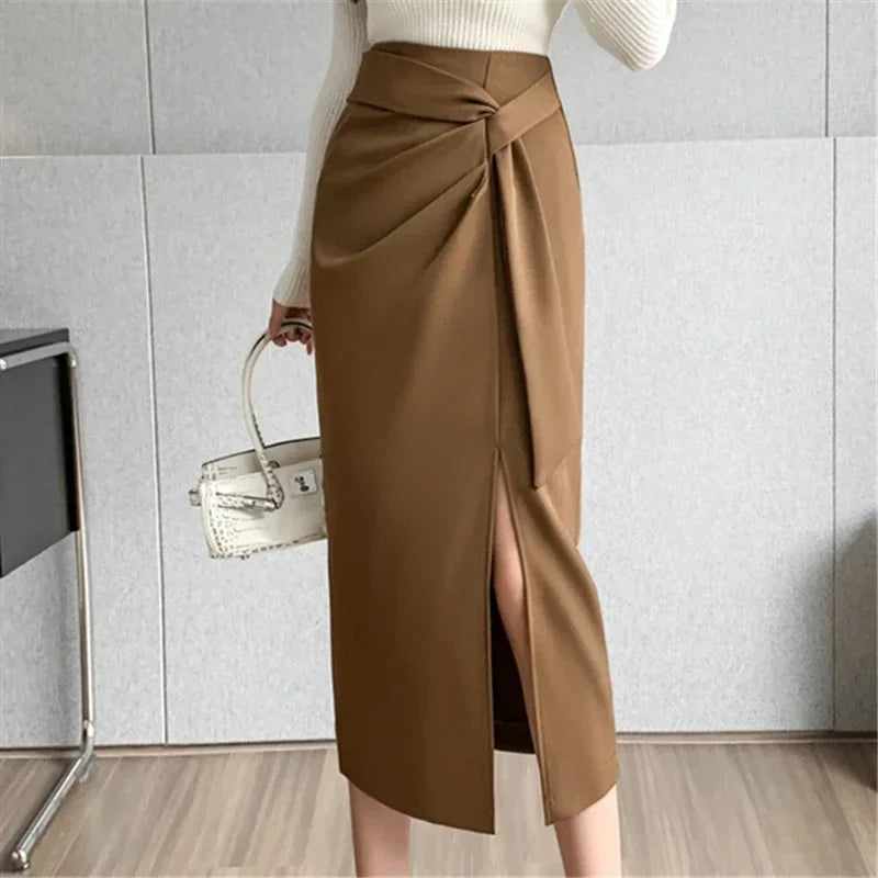 High Waist Mid-Length Pencil Skirt