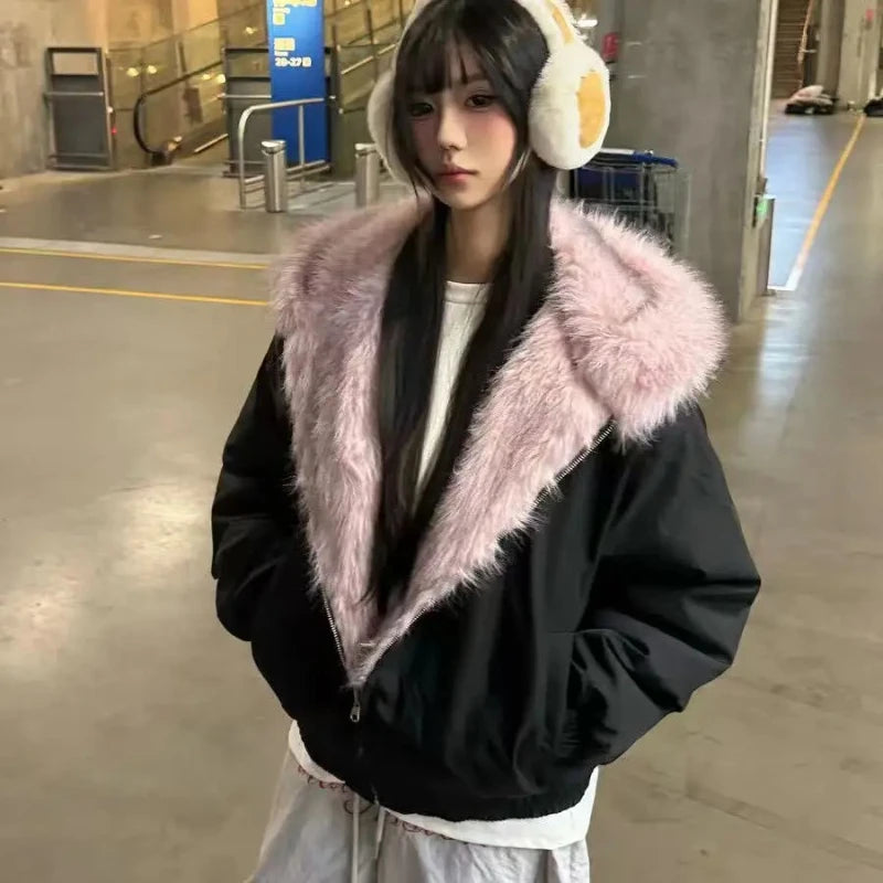 Plush Collar Warm Winter Jacket