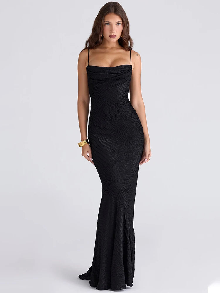 Spaghetti Strap Backless Zipper Fishtail Dress