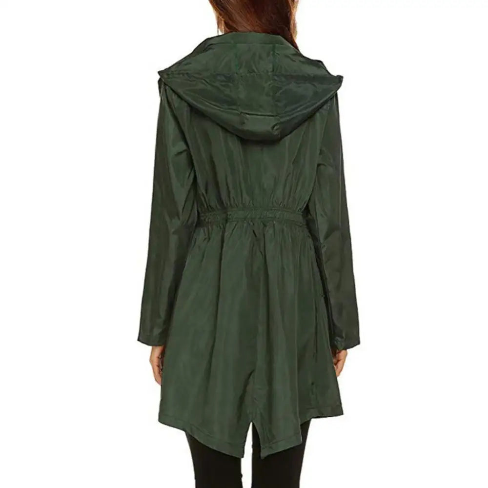 Long Waterproof Hooded Raincoat Women