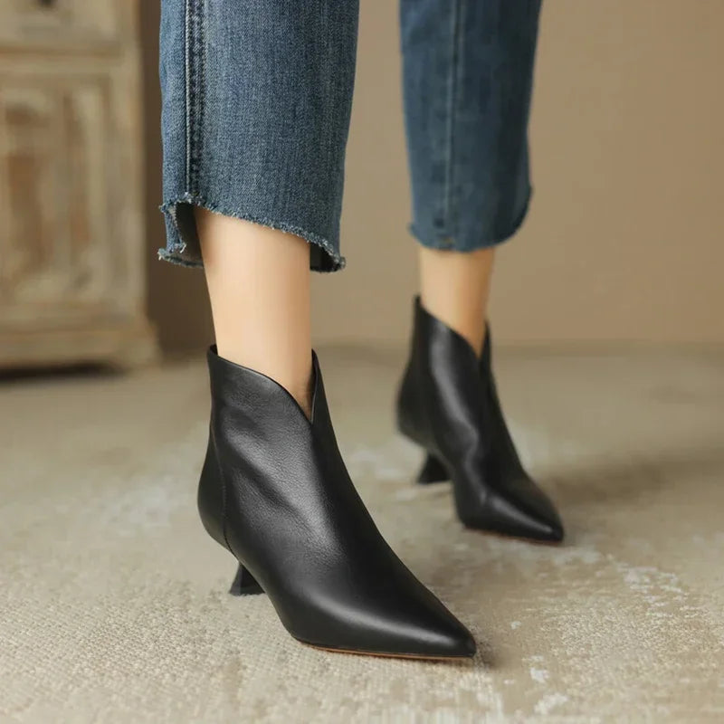 Pointed Toe Zipper Ankle Boots