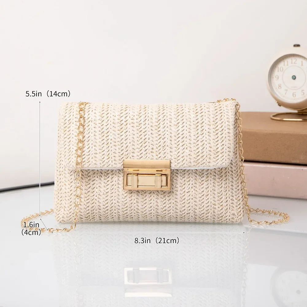 Handmade Straw Woven Crossbody Bag