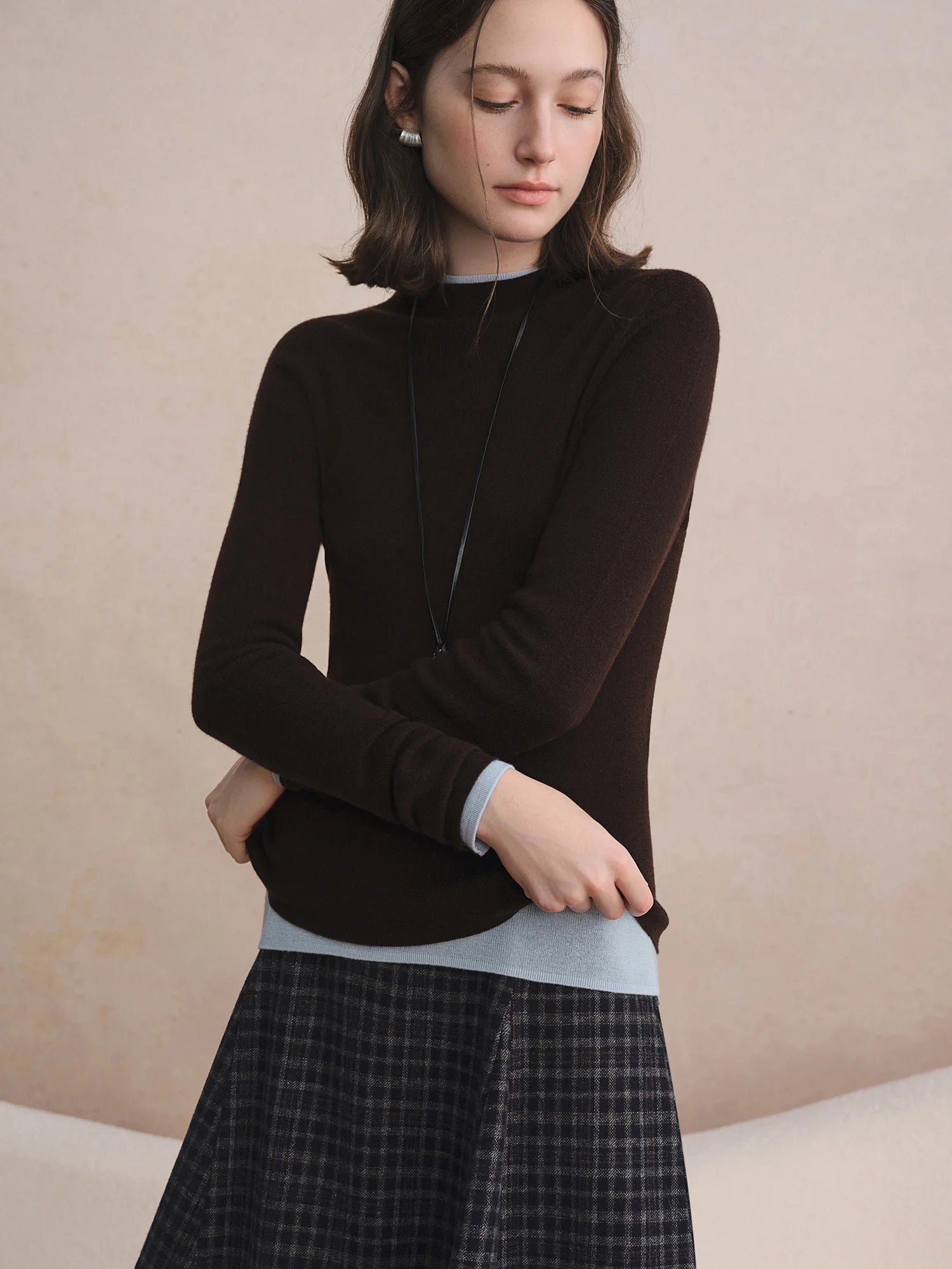 Seamless Half-High Collar Wool Pullover