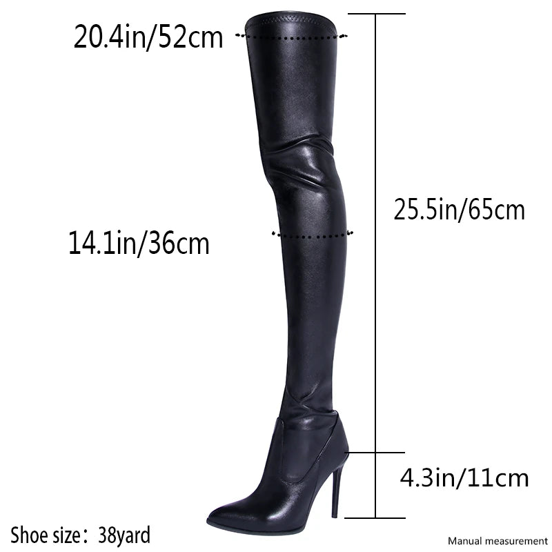 Black Side Zip Over Knee Boots